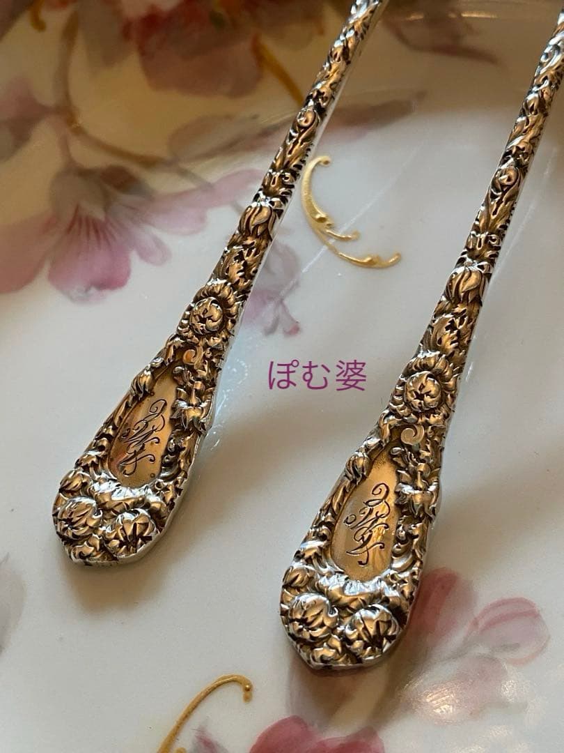 【米国／Durgin】純銀 スターリングシルバー／デザートフォーク4本