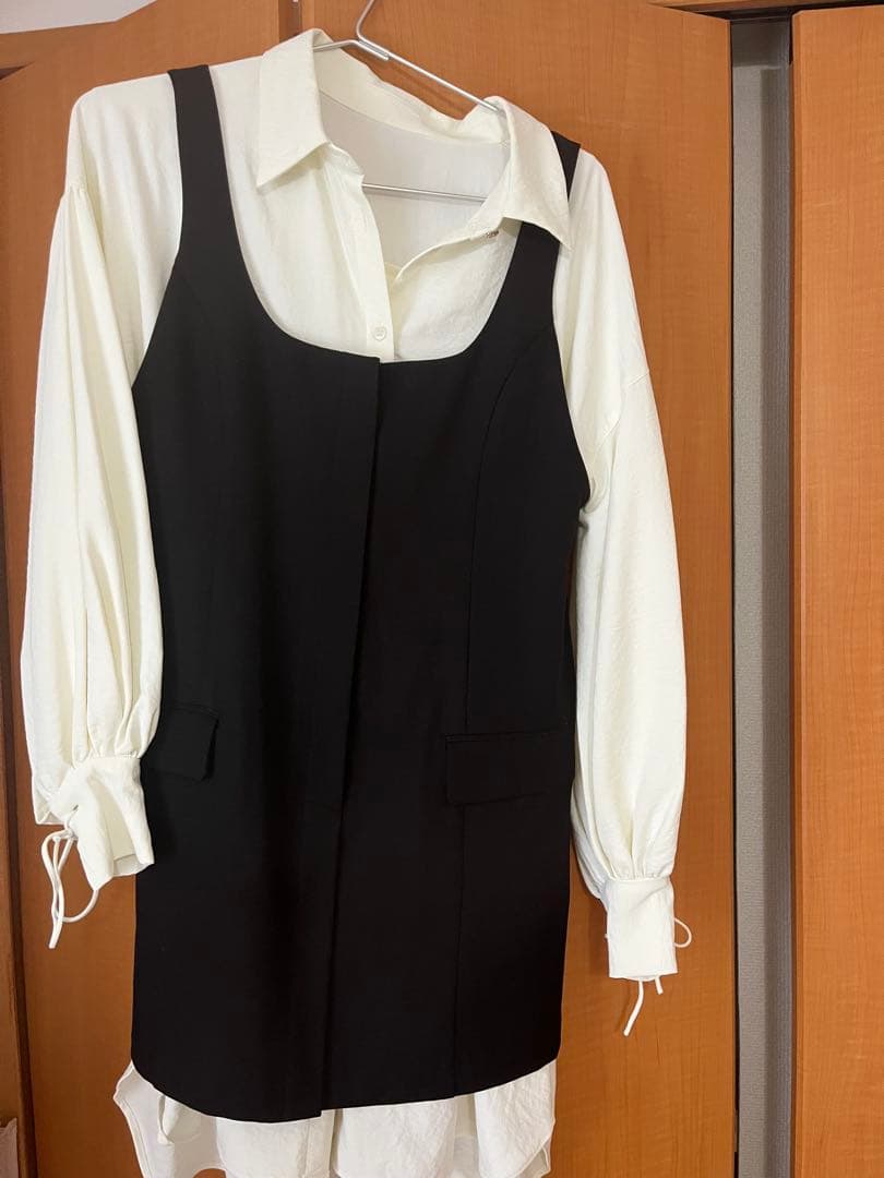 シャツレイヤードミニワンピース