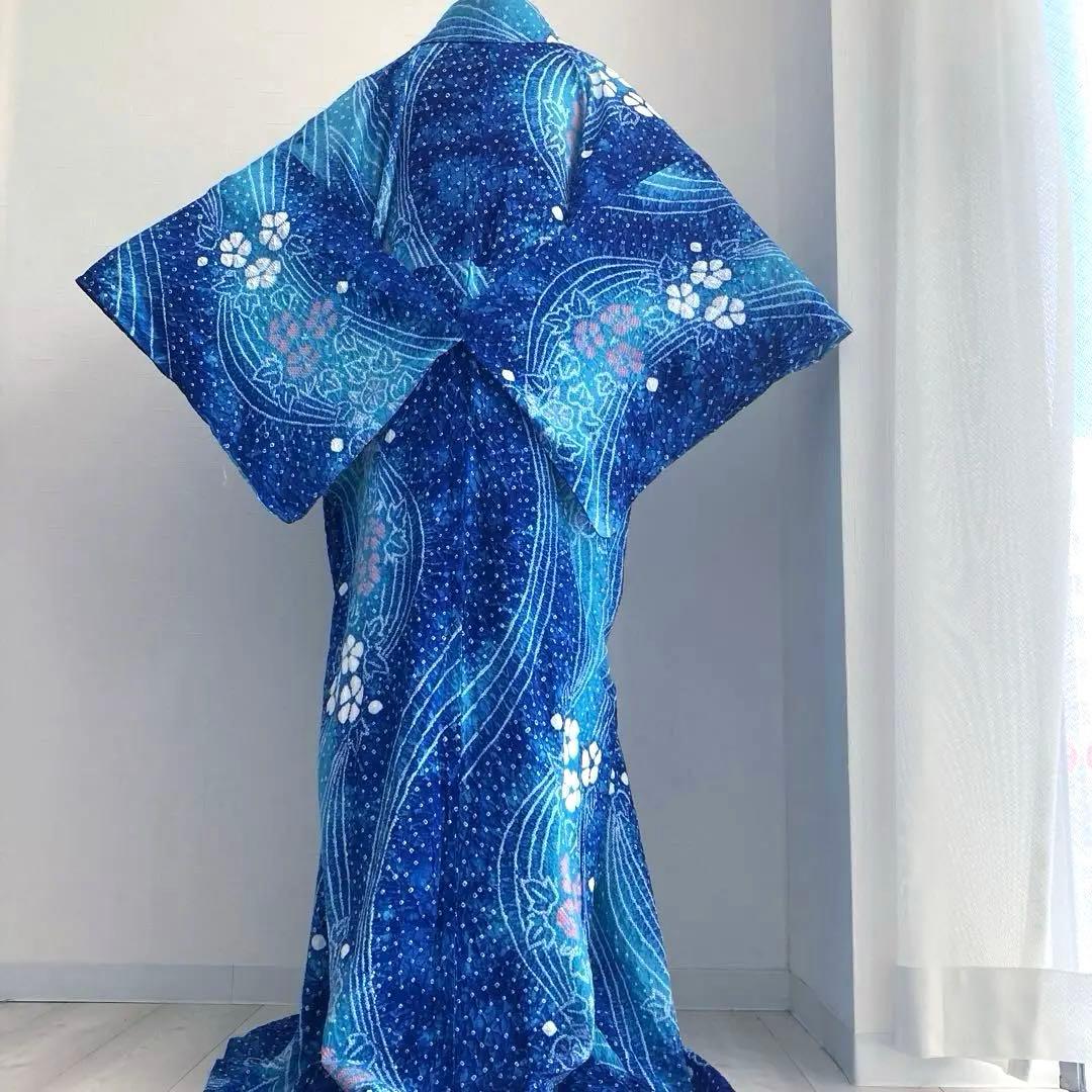 ないち 有松絞り浴衣　身丈160cm 裄70cm 手縫い No.1-23