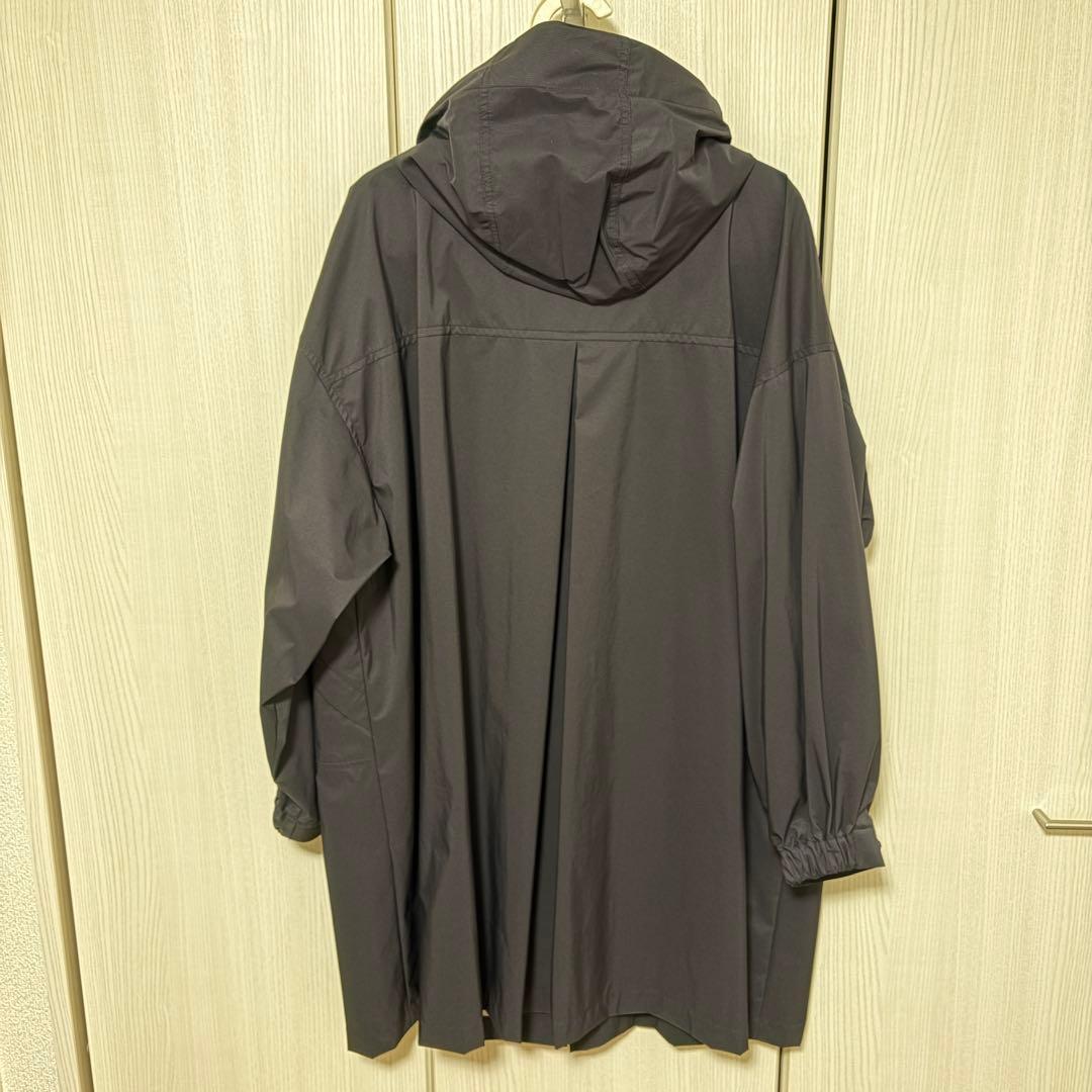 クリーニング済 I ロング ナイロンコート フード 黒 BLACK