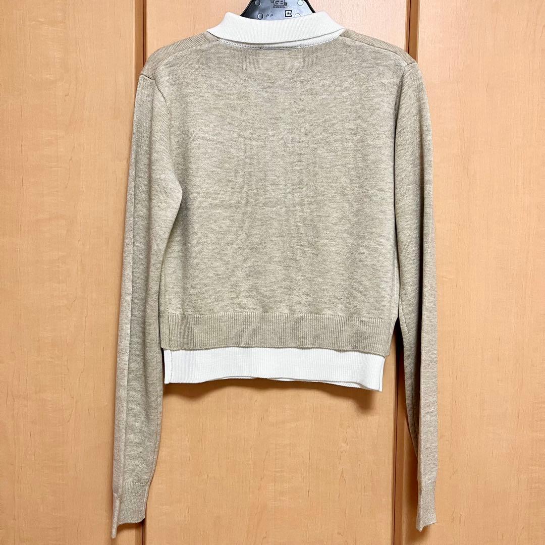 CAPRICIEUX LE'MAGE レイヤードポロニットカーディガン　ベージュ