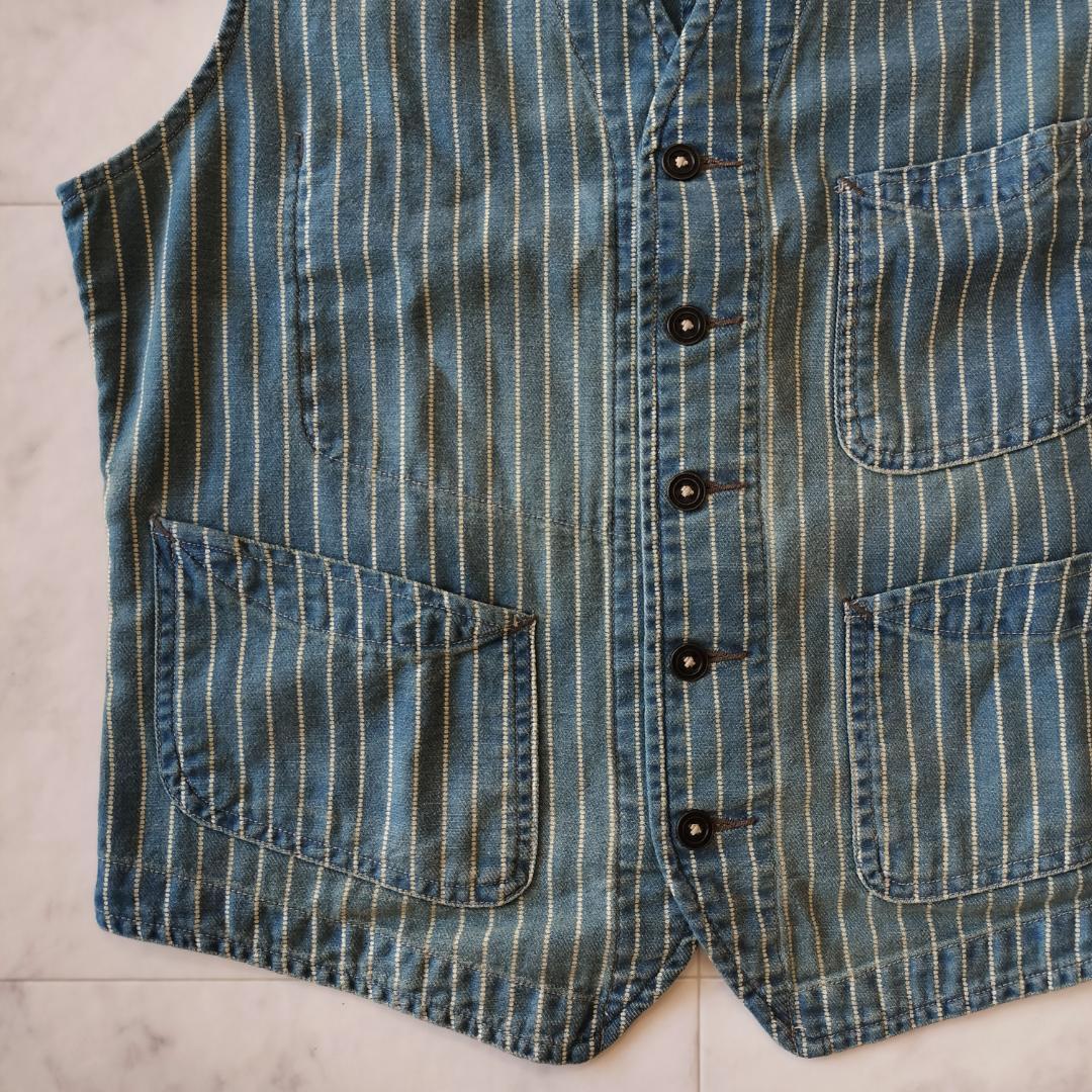 RRL ウォバッシュベスト S ストライプ インディゴツイル ワークベスト ジレ