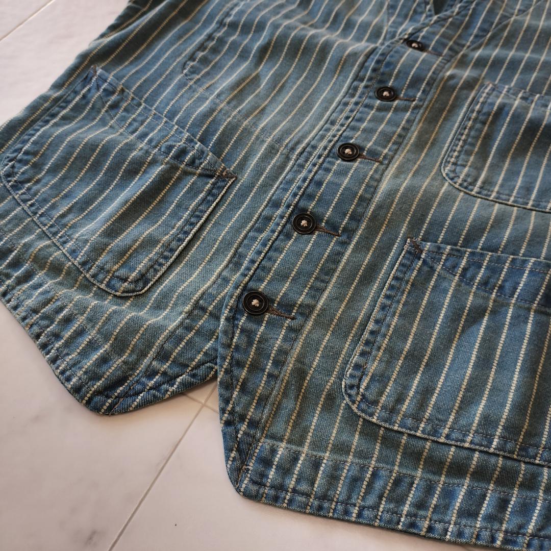 RRL ウォバッシュベスト S ストライプ インディゴツイル ワークベスト ジレ