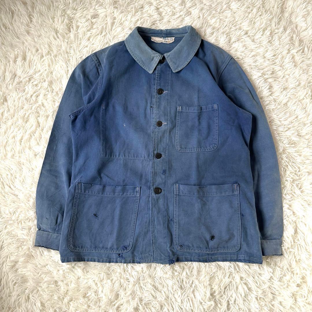 60s フレンチワーク カバーオール ブルー ユーロヴィンテージ 雰囲気系 襤褸