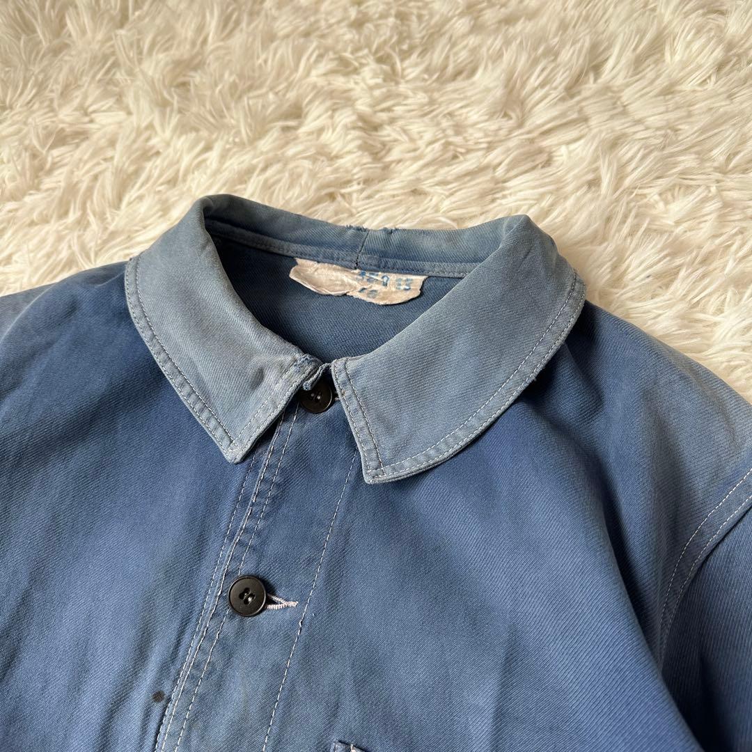 60s フレンチワーク カバーオール ブルー ユーロヴィンテージ 雰囲気系 襤褸