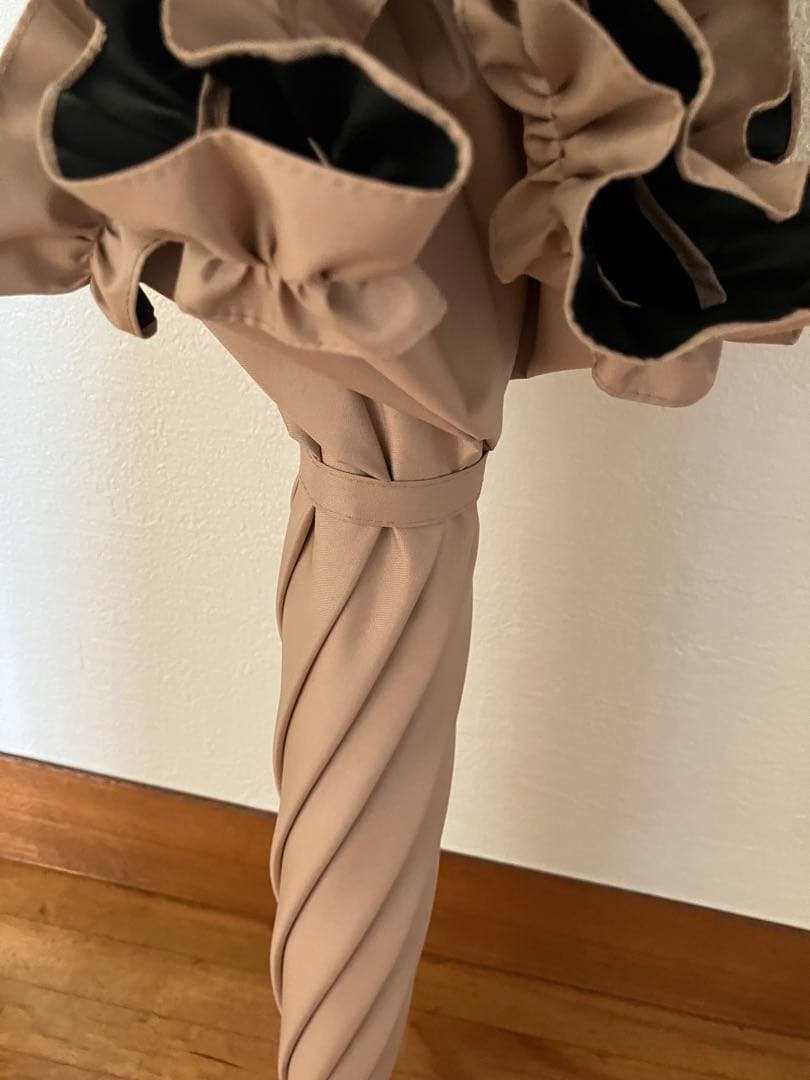 （美品）サンバリア長傘ピンクフリル 付き 日傘S