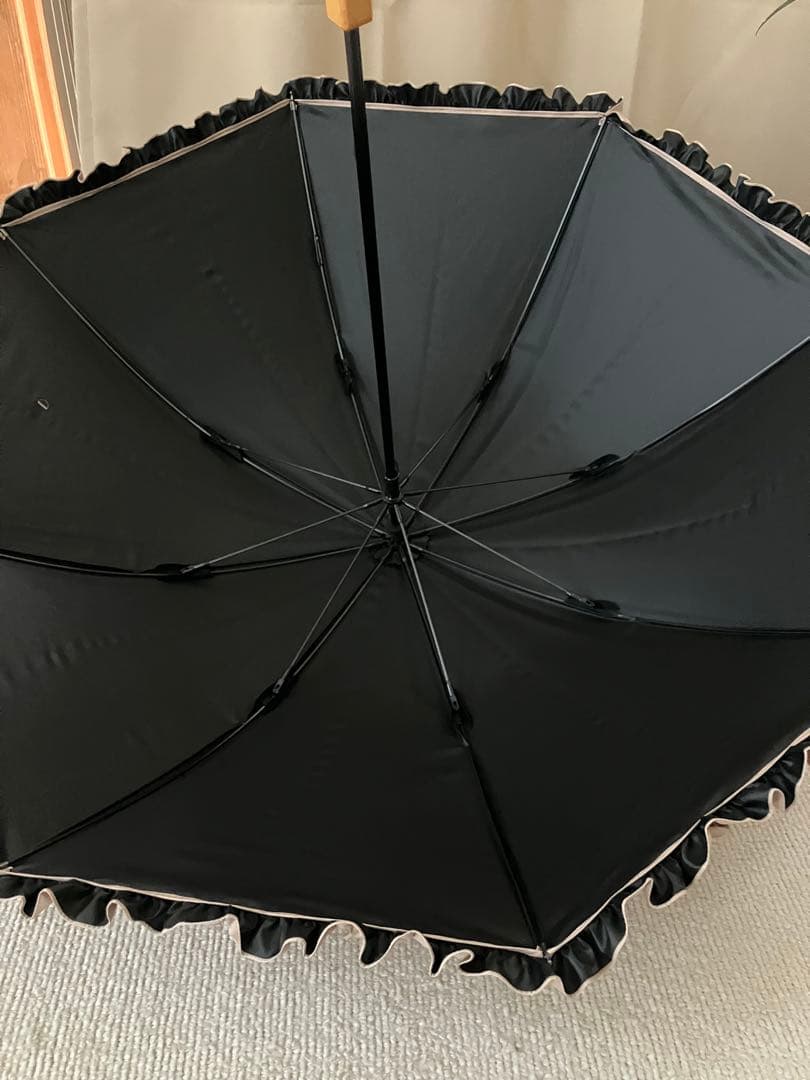 （美品）サンバリア長傘ピンクフリル 付き 日傘S