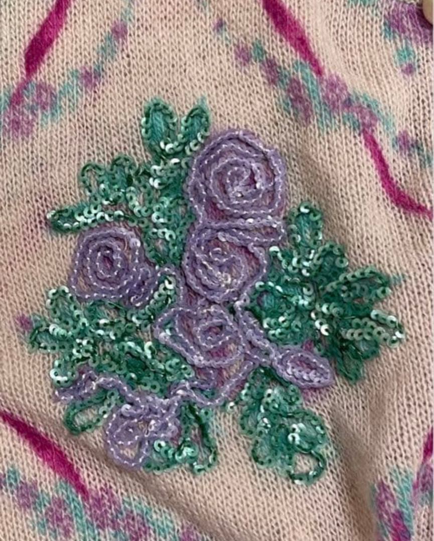 アンナモリナーリ　ツインニット　花柄　ピンク 　ブルマリン