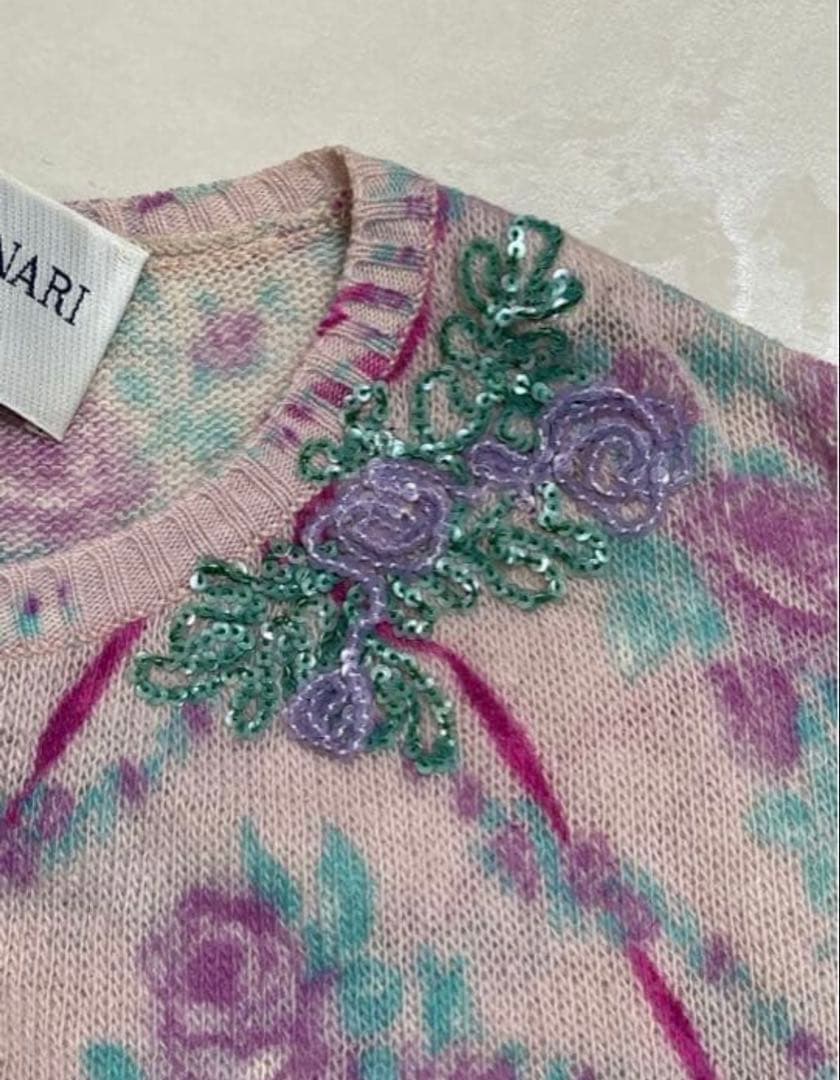 アンナモリナーリ　ツインニット　花柄　ピンク 　ブルマリン