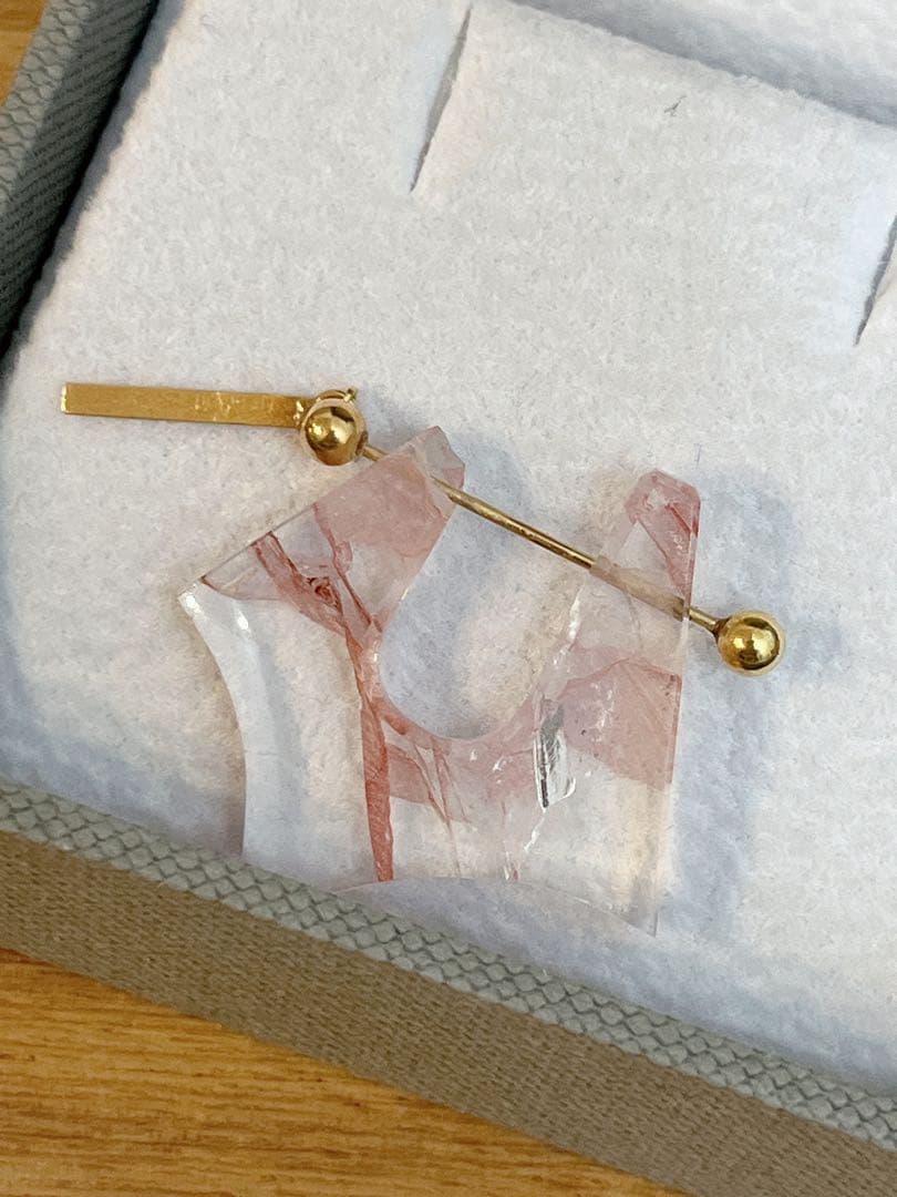 モナカジュエリー　ロックピアス ガーデンクオーツ K18