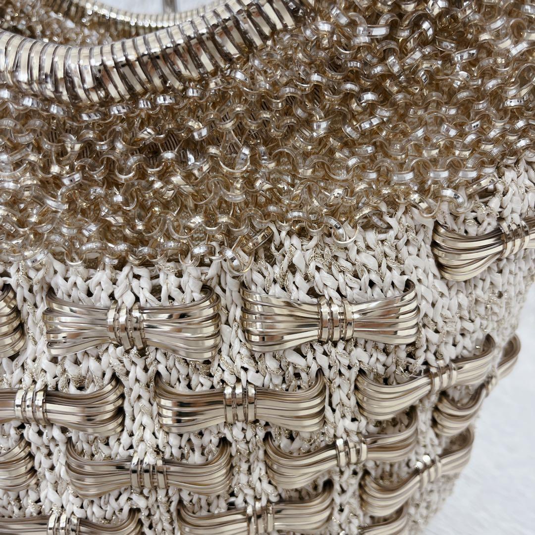 【美品】アンテプリマ ラフィアアマーノ ワイヤーバッグ リボン バイカラー