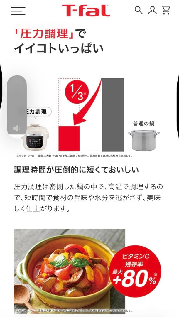 ティファール 自動調理鍋　ラクラ・クッカー プロ　白　レシピブック付 T-fal