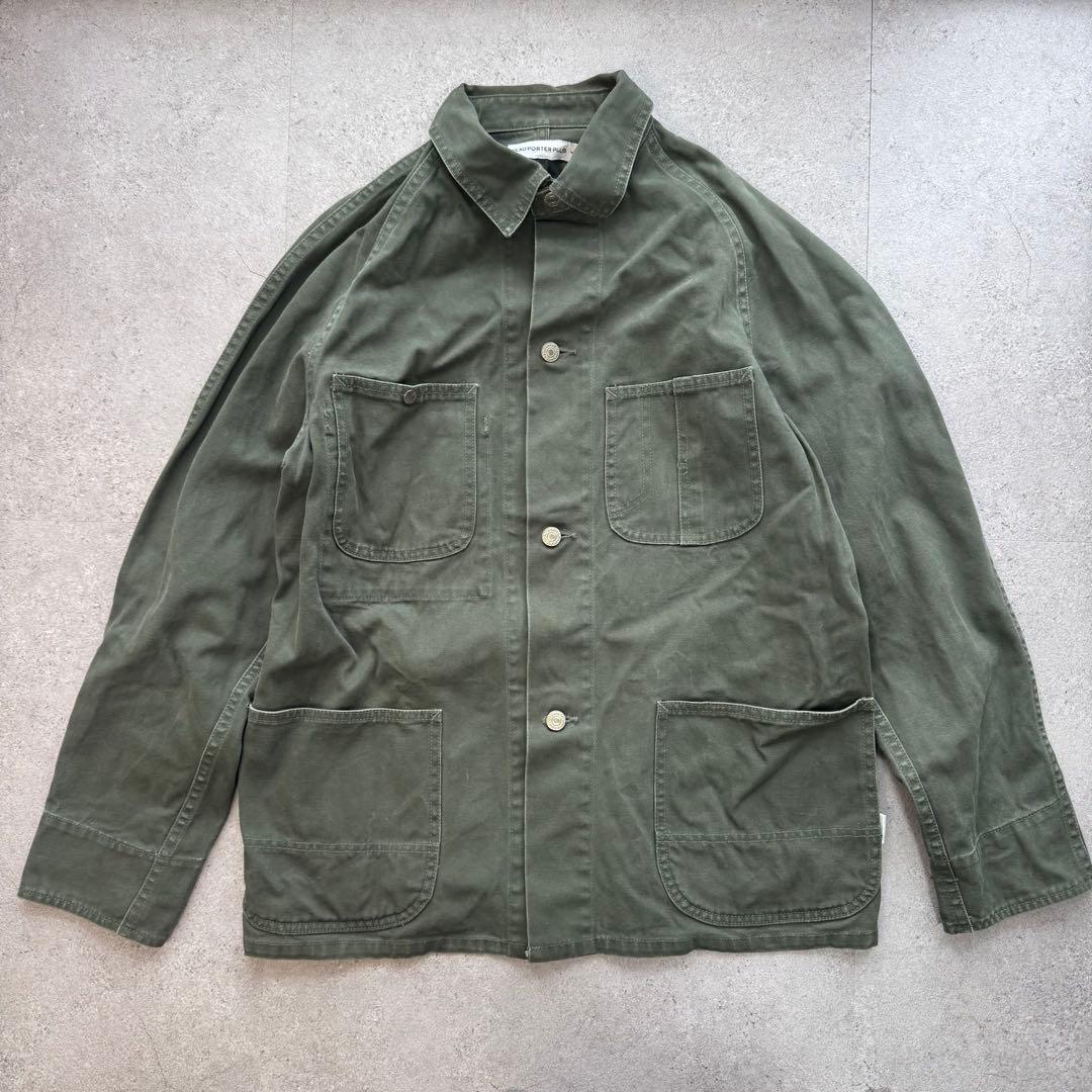 希少 ヘッドポータープラス ダック カバーオール ジャケット カーキ