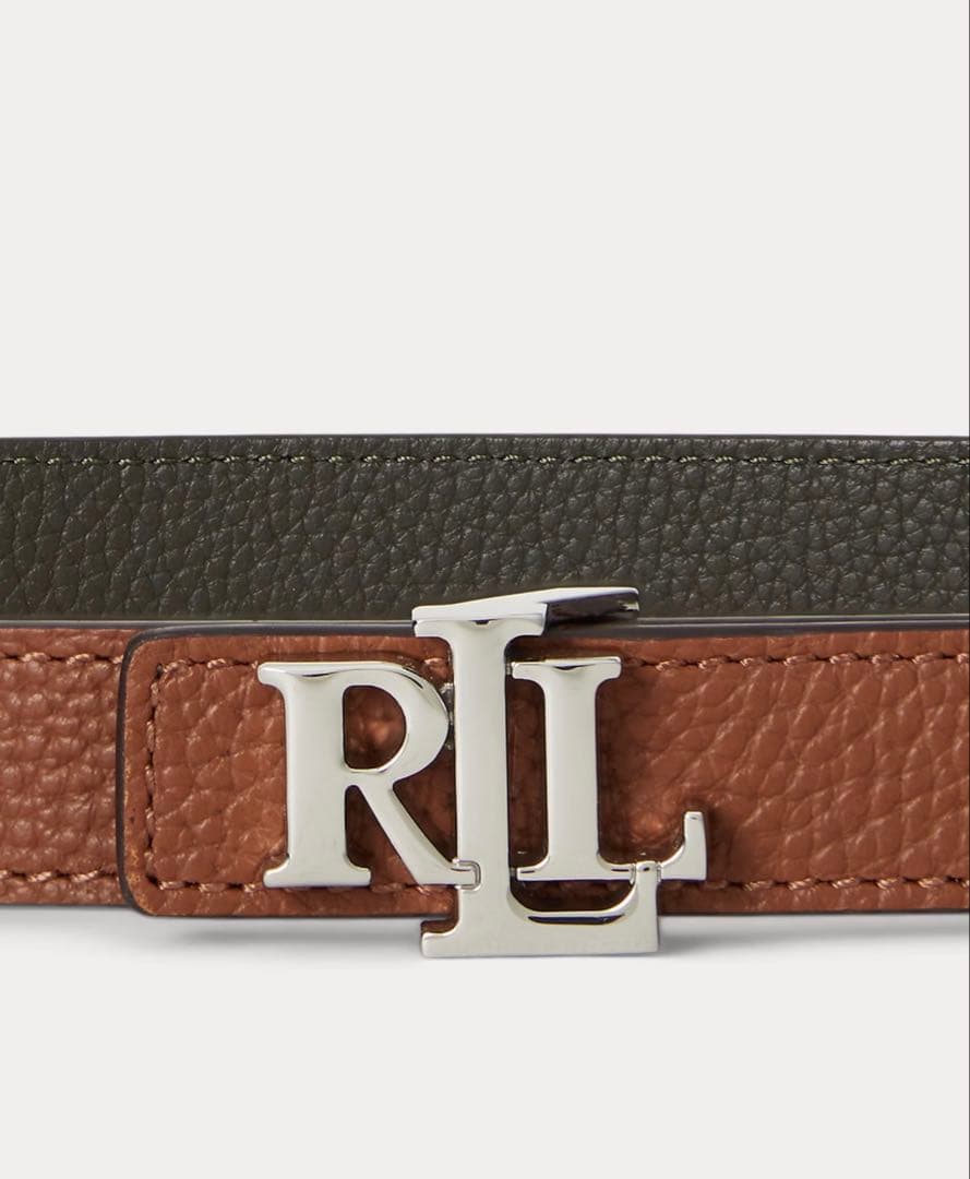 ロゴ入りブラウンリバーシブルレザーベルトラルフローレン