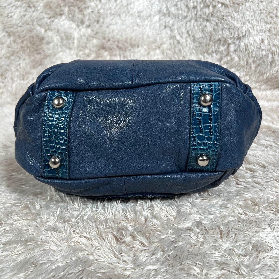 muta ムータ　No.8 ハンドバッグ　スパンコール　ネイビー　レザー　水玉