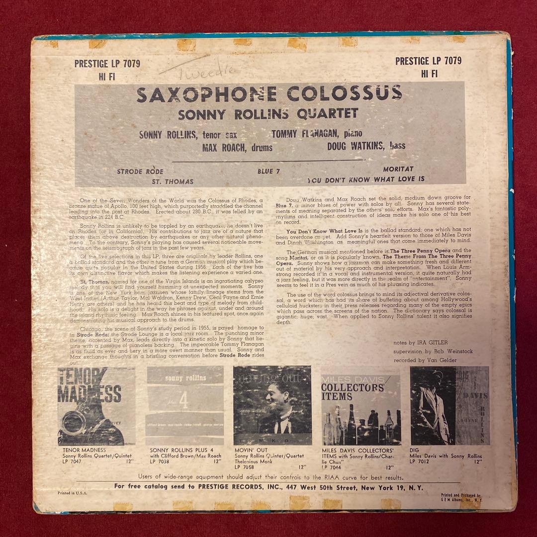 洋楽 Sonny Rollins SAXOPHONE COLOSSUS MONO