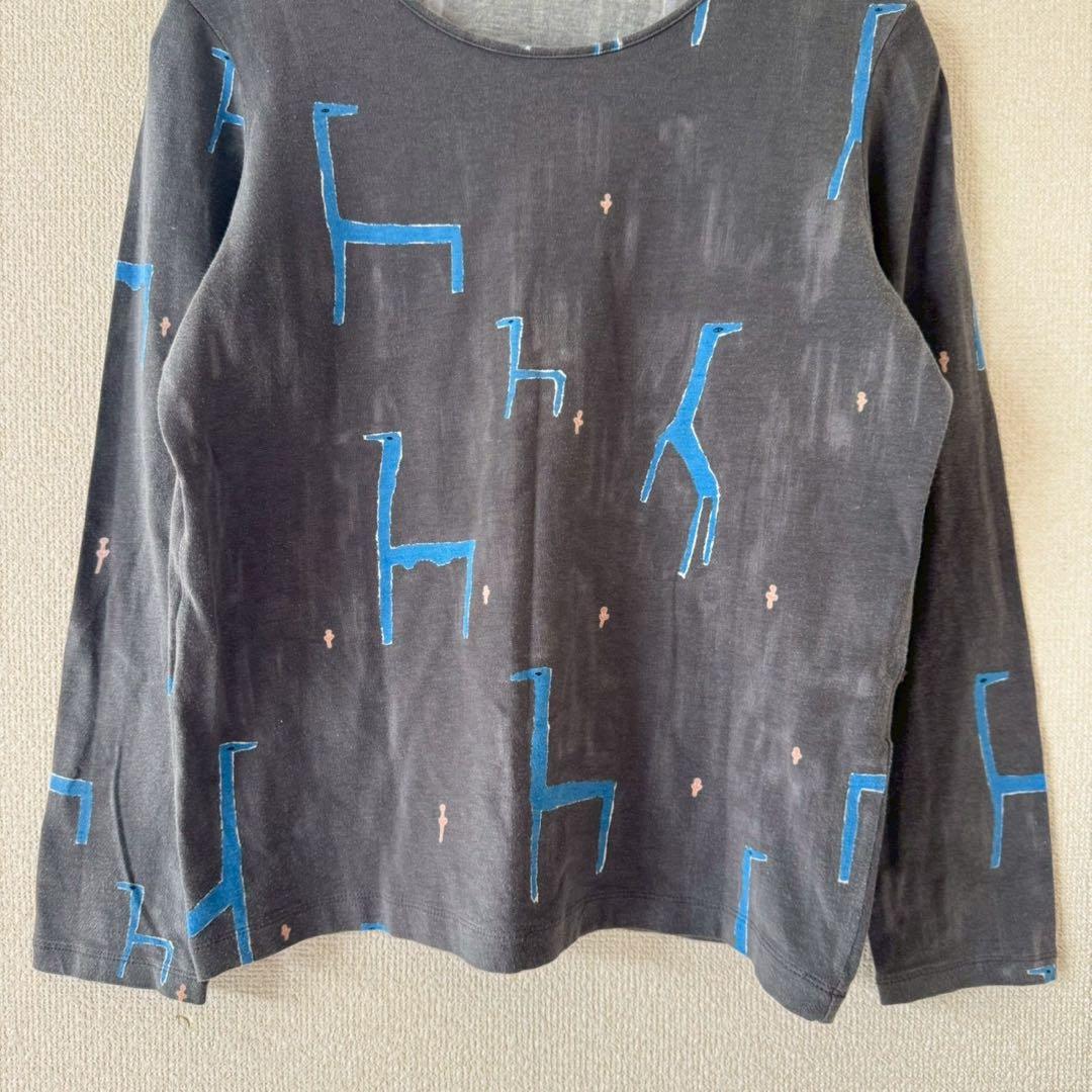 【ミナペルホネン】長袖　カットソー　動物柄　綿　グレー　サイズ38