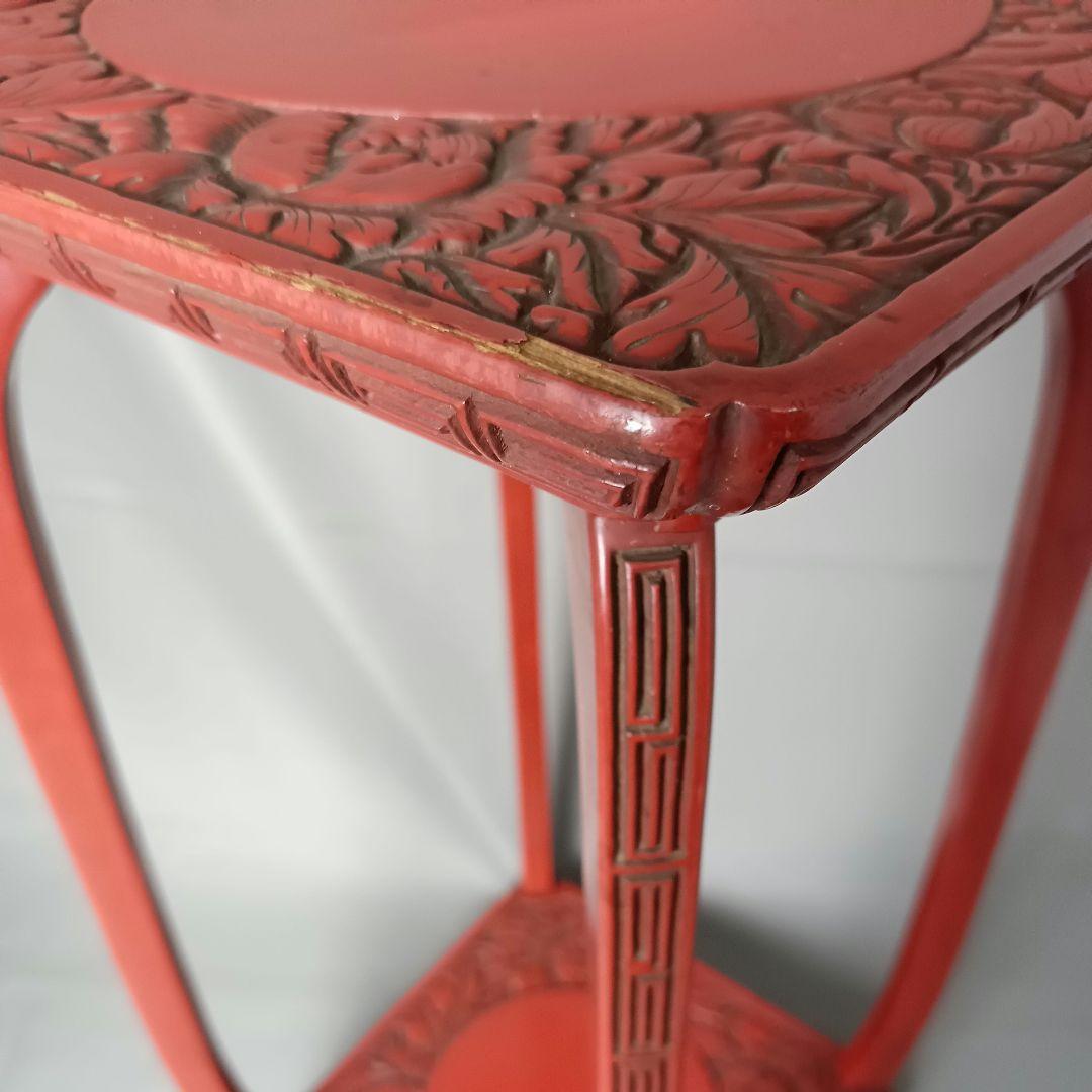 村上堆朱 牡丹 唐草 高 花台