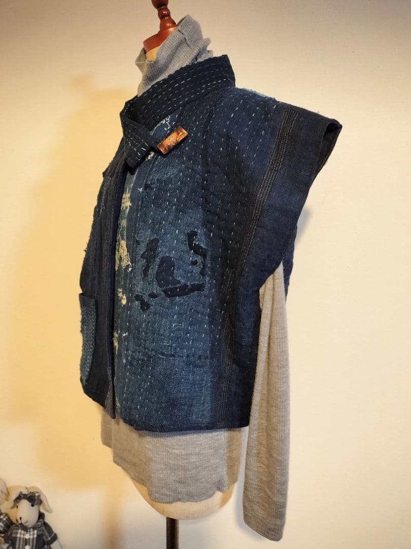 古布襤褸ボロ前空きベスト