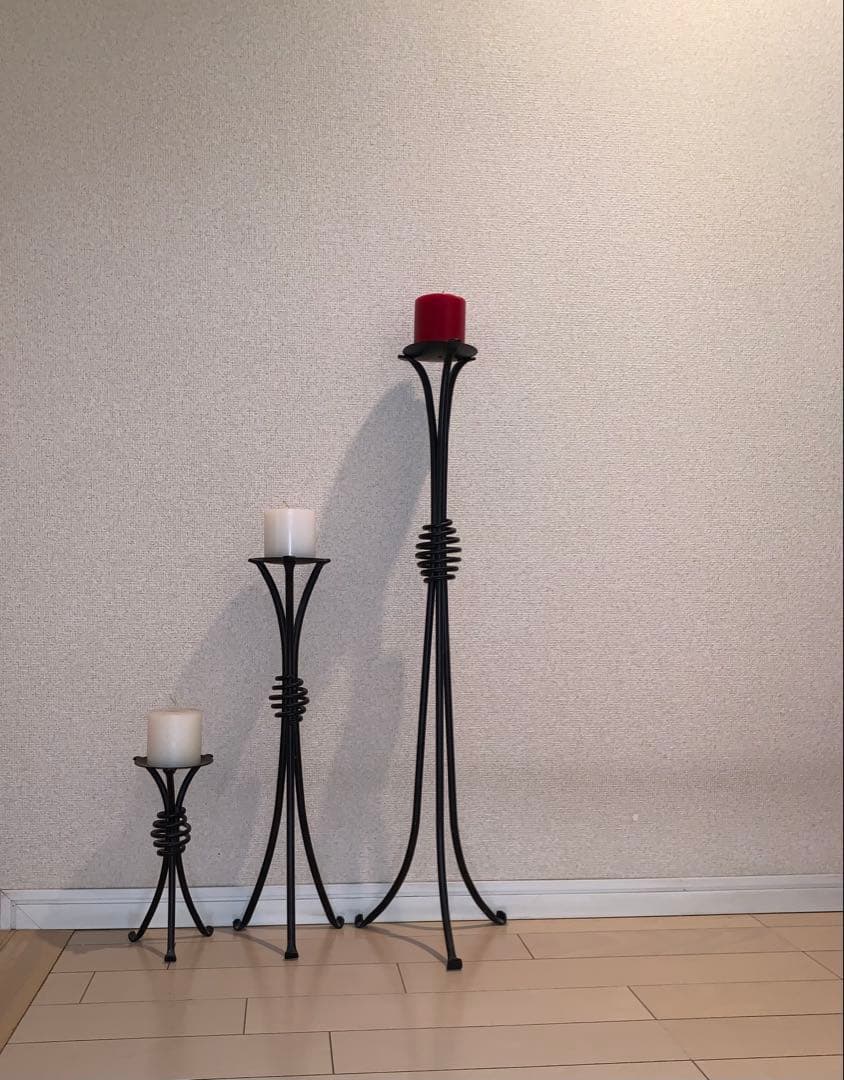 カメヤマローソク　金属製キャンドルスタンド3点セット