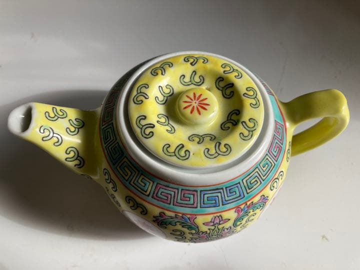 古陶器　景徳鎮 萬壽無疆 急須 中国茶器　お祝い品