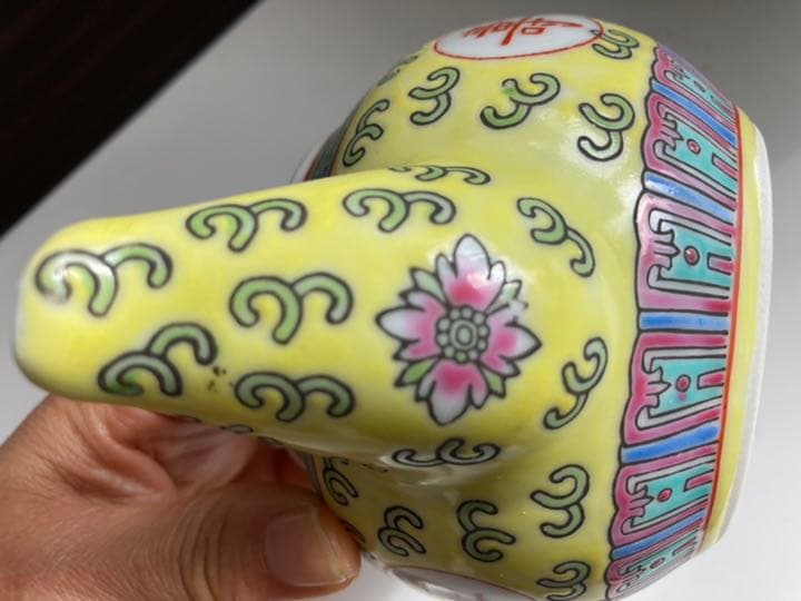 古陶器　景徳鎮 萬壽無疆 急須 中国茶器　お祝い品