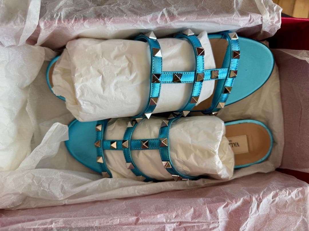 VALENTINO アクアブルー スタッズ ミュール