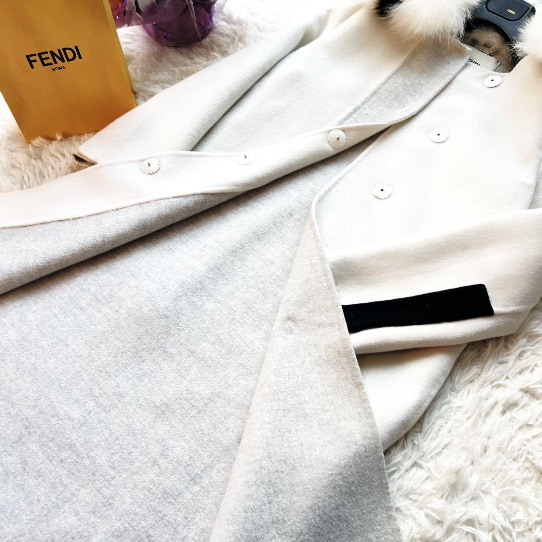 美品　FENDIフェンディ フォックス　ファー　カシミヤ ダブルフェイス　コート