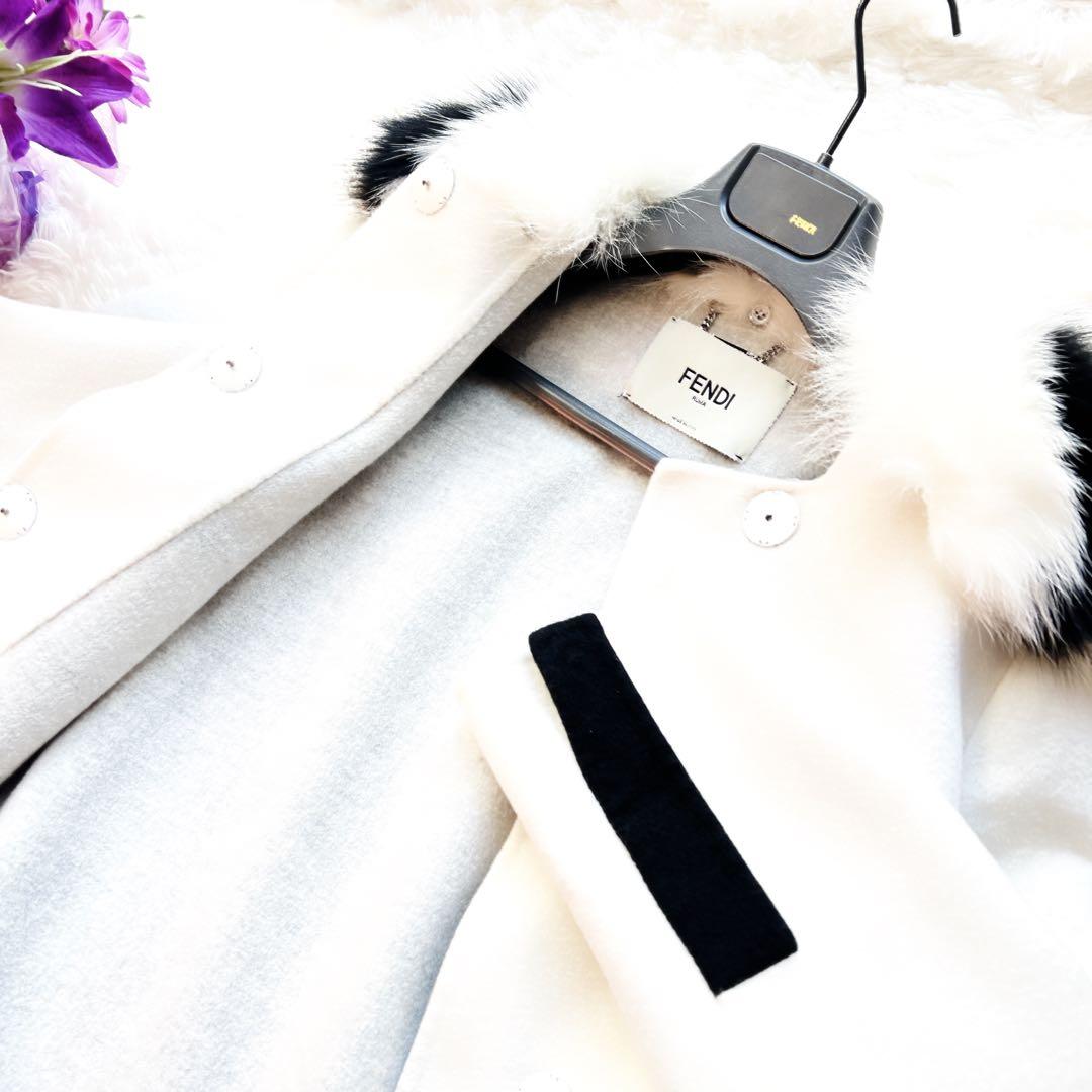 美品　FENDIフェンディ フォックス　ファー　カシミヤ ダブルフェイス　コート