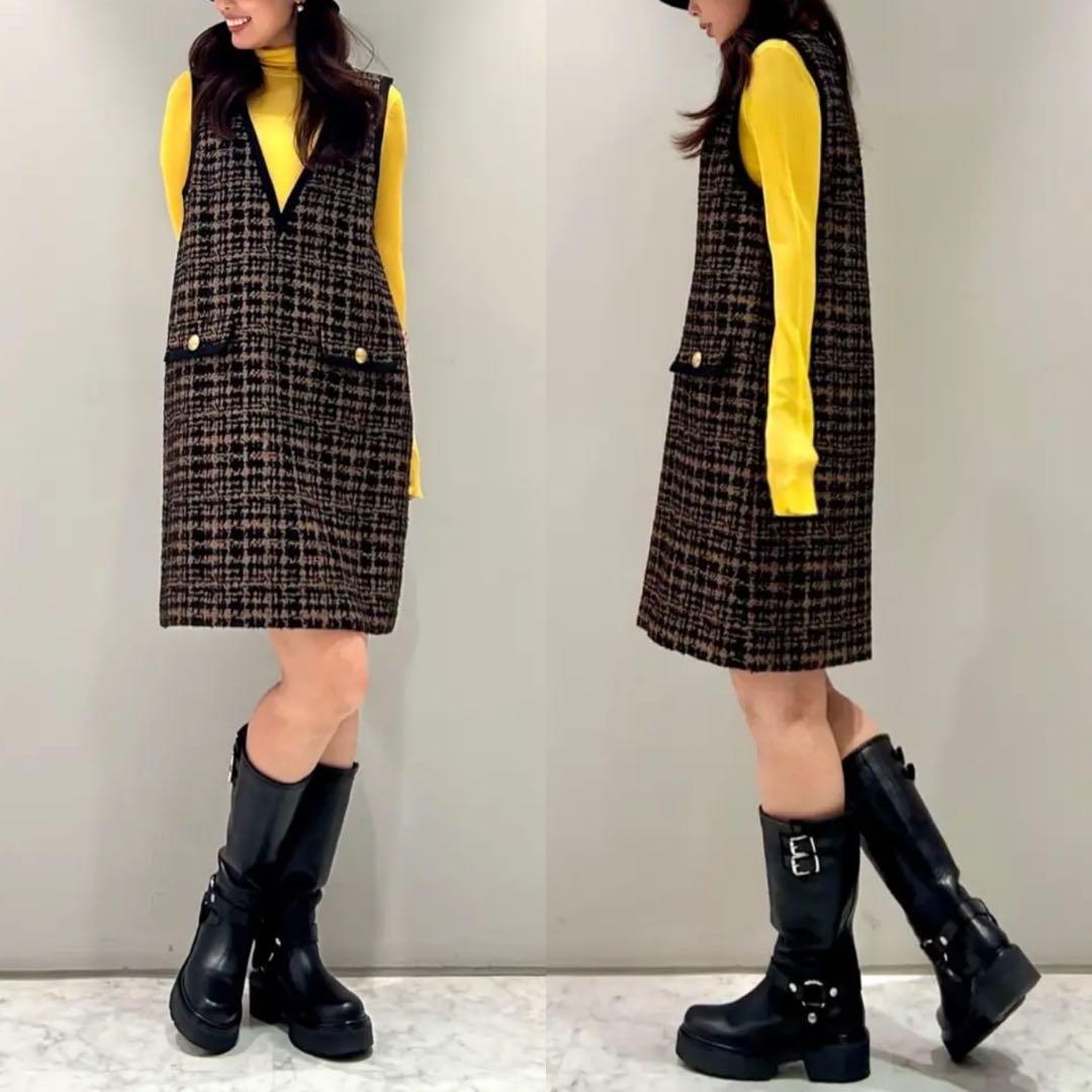 グレースコンチネンタル　チドリツイードワンピース　36