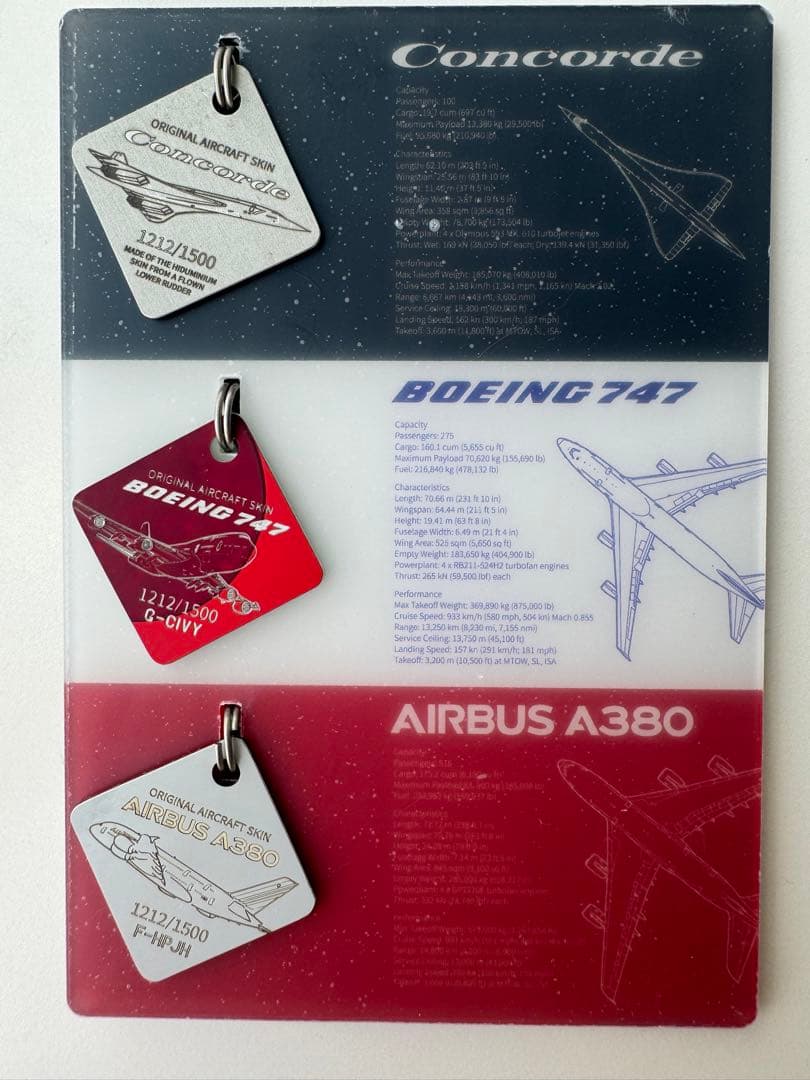 Airlinertags クラシックセット B747 A380 コンコルド