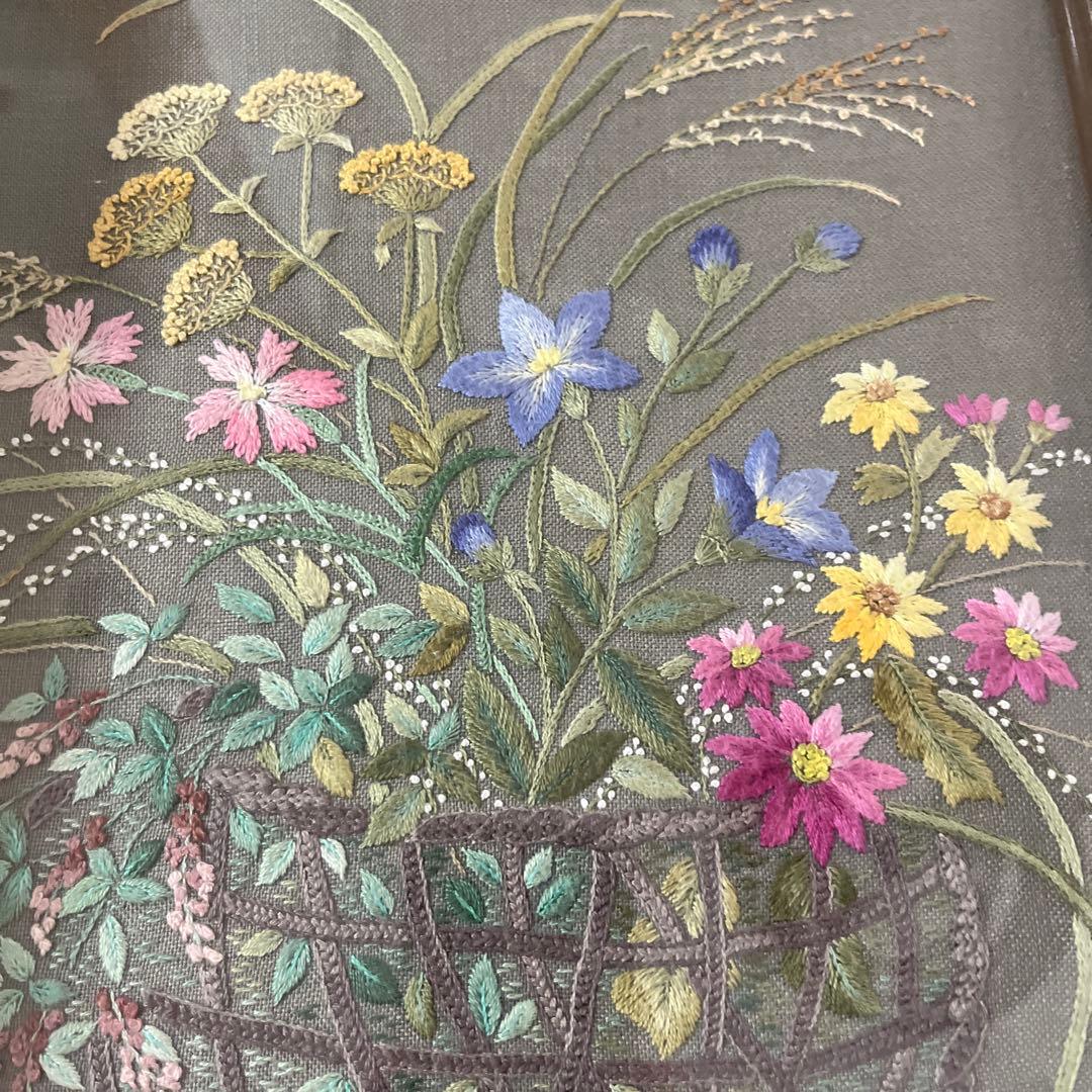 戸塚刺繍作品額　花籠