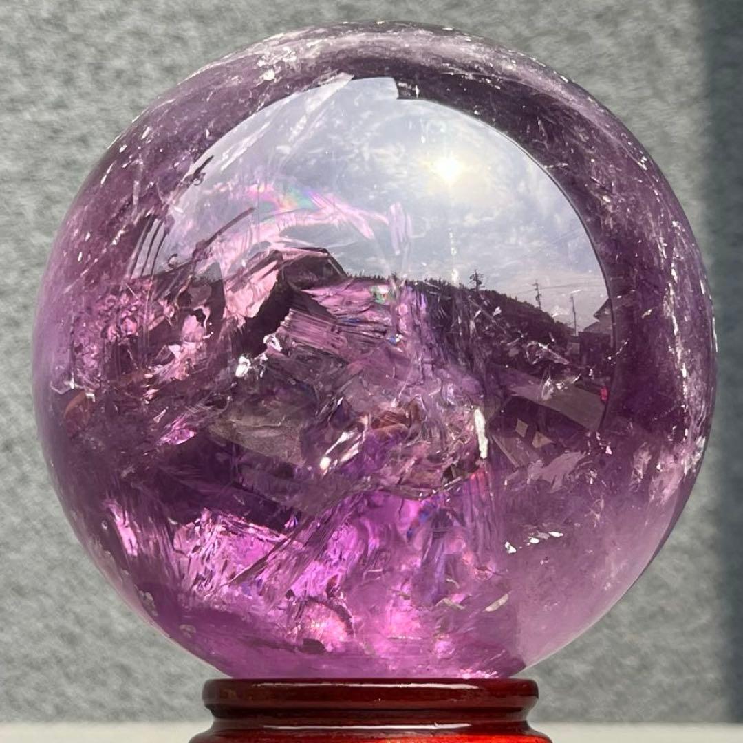 ✮美宝珠✮偉大なる迫力✮超美濃紫水晶✮レインボー アメジスト 丸玉 天然石 原石