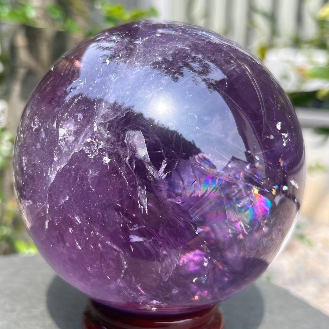 ✮美宝珠✮偉大なる迫力✮超美濃紫水晶✮レインボー アメジスト 丸玉 天然石 原石