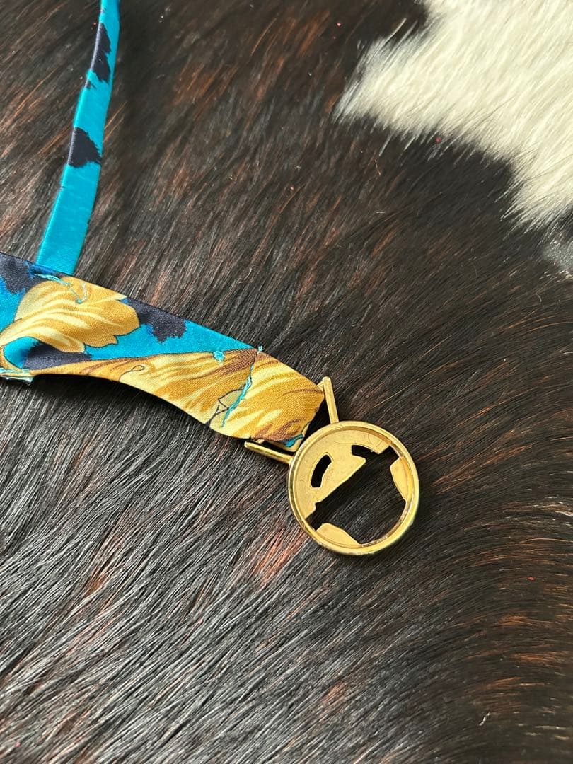 Gianni Versace ヴェルサーチ青と金の花柄　ビキニ　美品　XS/S