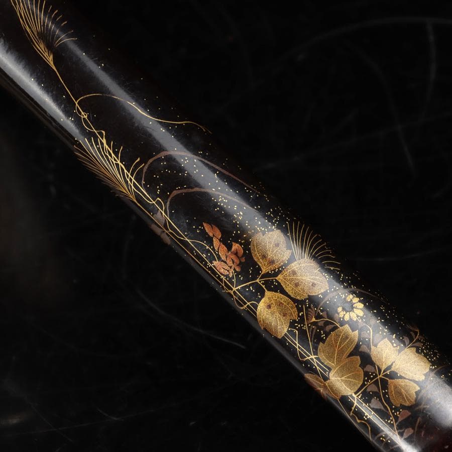 Y2978-2 時代物 金銀象嵌金具 金蒔絵 煙管入れ 煙草入れ 提物　　ち