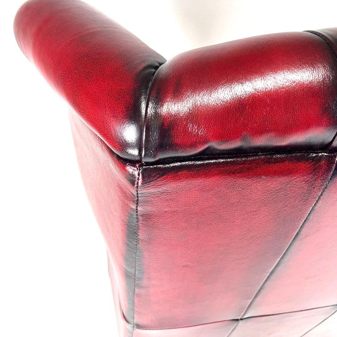 【送料無料】ソファ 本革 1人掛け　ウィングバック チェスターフィールド