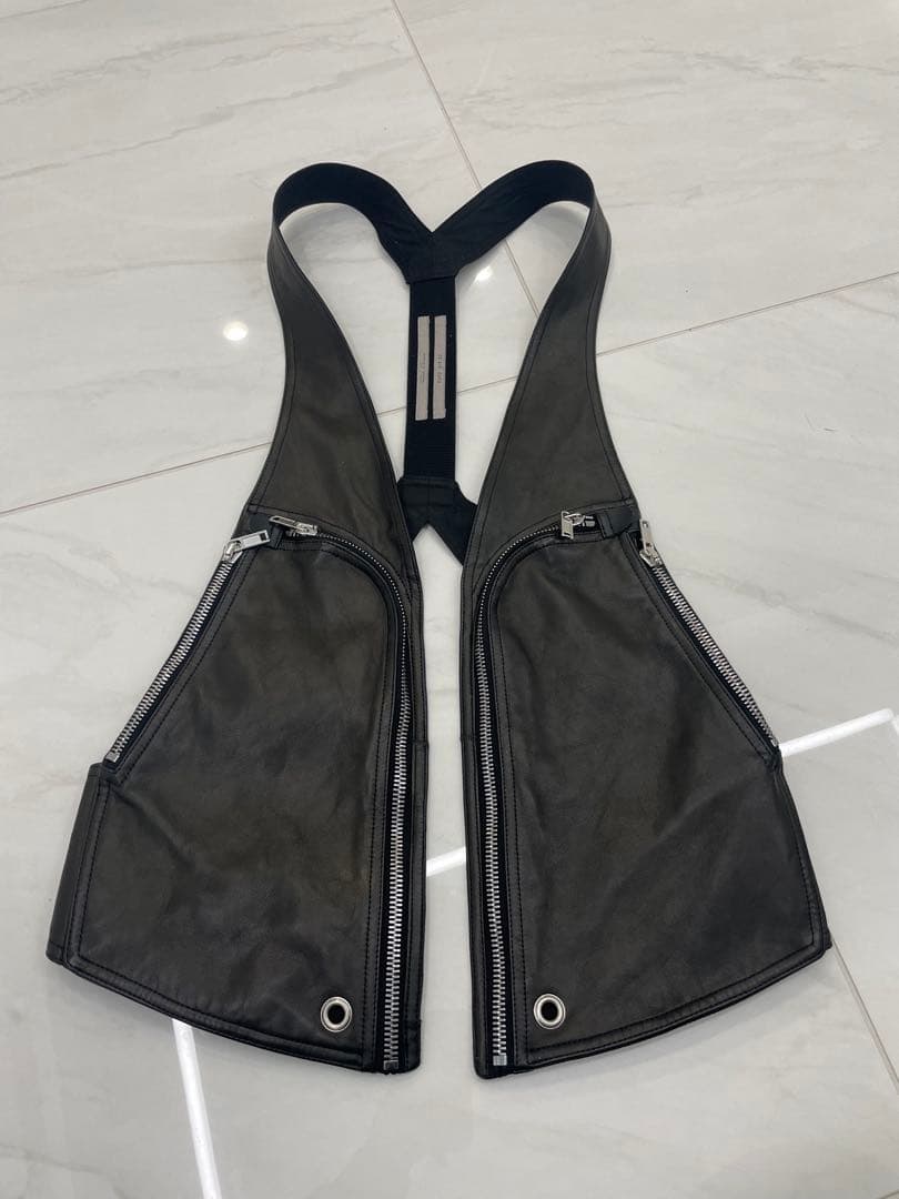 Rick Owens革製ノースリーブベスト 黒