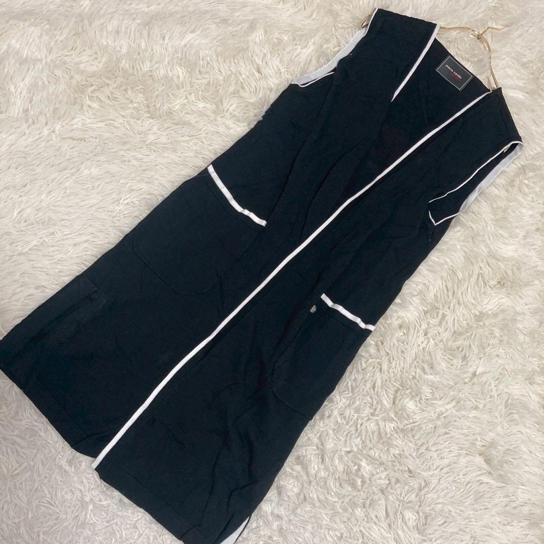 pierre cardin ロングジレ ブラック M 羽織り 重ね着 着回し