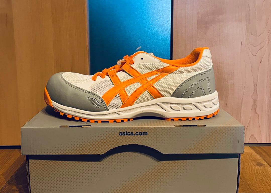 【新品】asics GELシリーズ 安全靴 ホワイト×オレンジ×グレー
