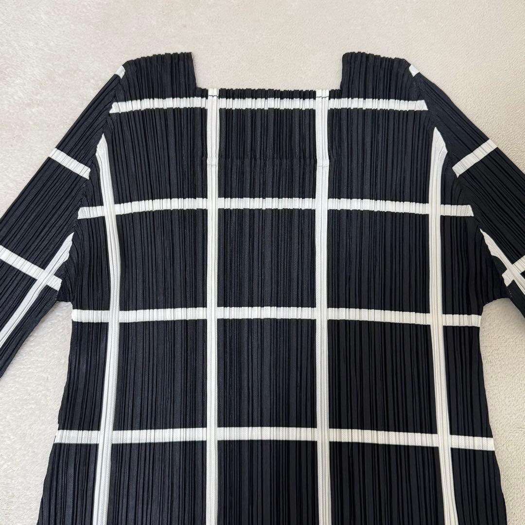 極美品✨PLEATS PLEASE チュニック　長袖　黒　白　Lサイズ
