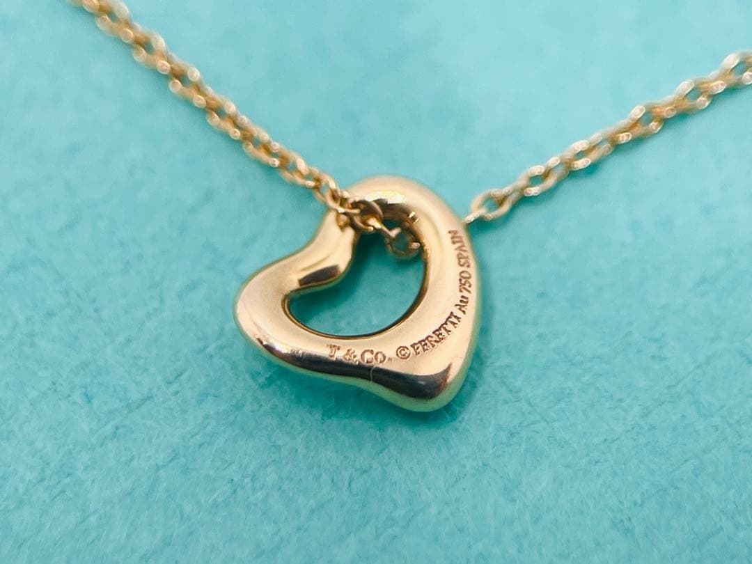 c614 美品　ティファニー　オープンハート　ネックレス　750 ゴールドK18