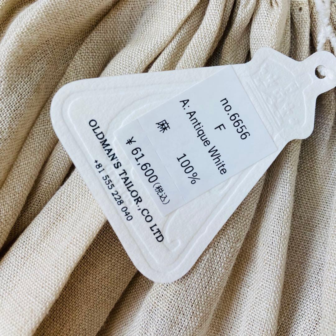 【新品】オールドマンズテーラー　リネンギャザースモックブラウスパフ袖　麻100%