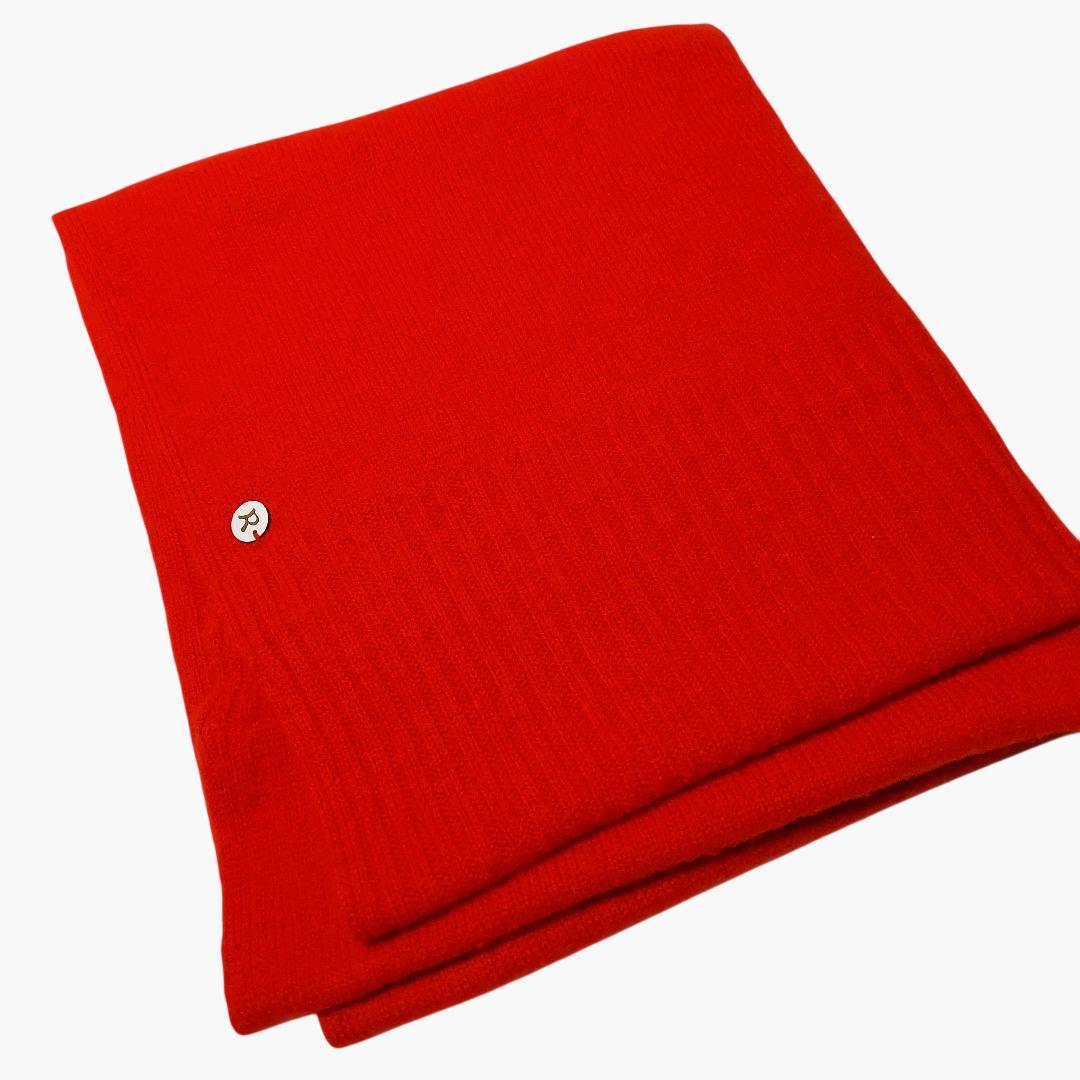 試着のみ！45R✨Rボタン カシミヤ100% スヌード ネックウォーマー アカ