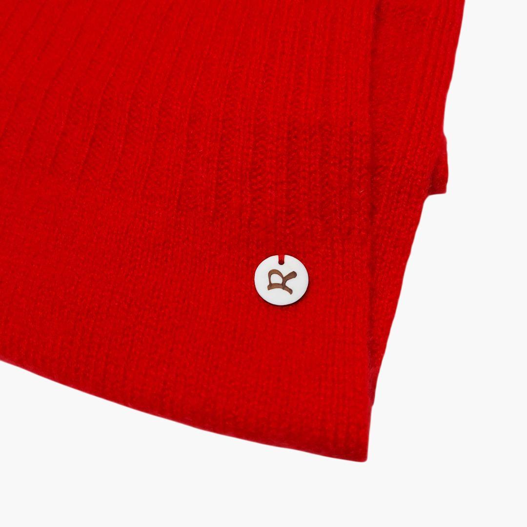 試着のみ！45R✨Rボタン カシミヤ100% スヌード ネックウォーマー アカ