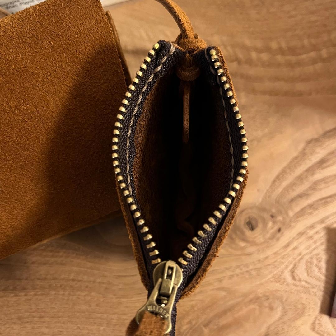 kudu革長財布 スエード ケース付き ２点セット キャメルカラー 一点物