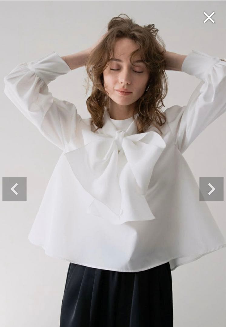 【メゾンドドルチェ】classy ribbon blouse/white