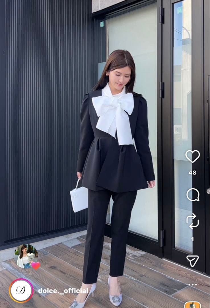 【メゾンドドルチェ】classy ribbon blouse/white