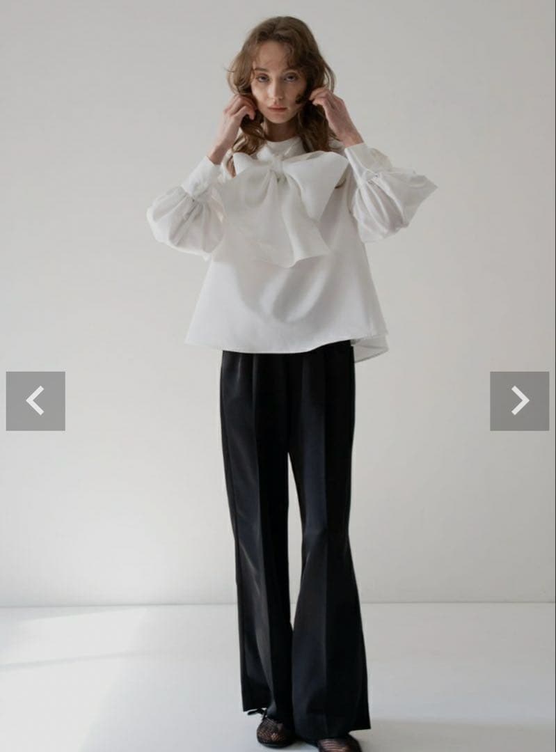 【メゾンドドルチェ】classy ribbon blouse/white