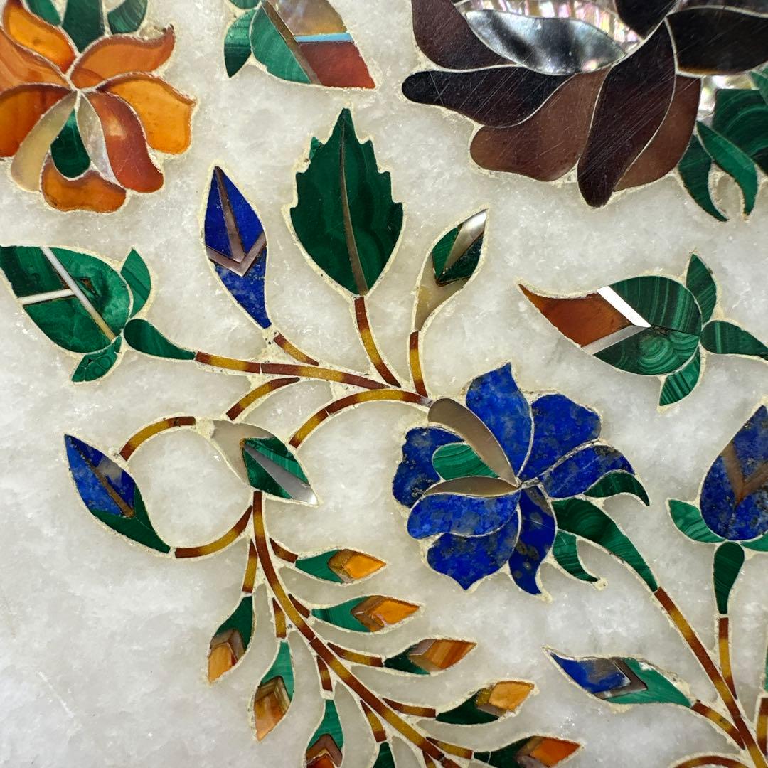 置物，皿，ハンドメイド 天然石　細工 螺細 プレート 飾り皿